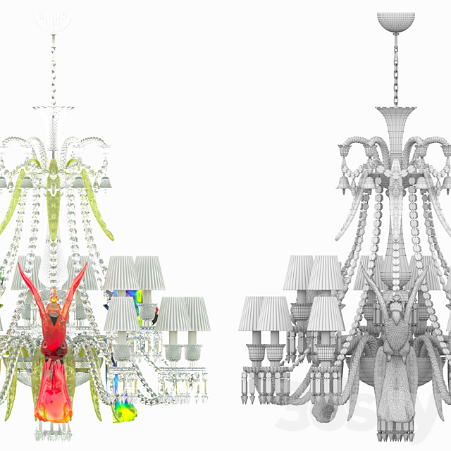 Baccarat – Zenith Collection with parrots 3DS Max Model - thumbnail 3