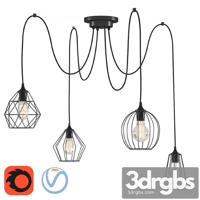 Bagira chandelier 4 lights 3dsmax Download - thumbnail 1