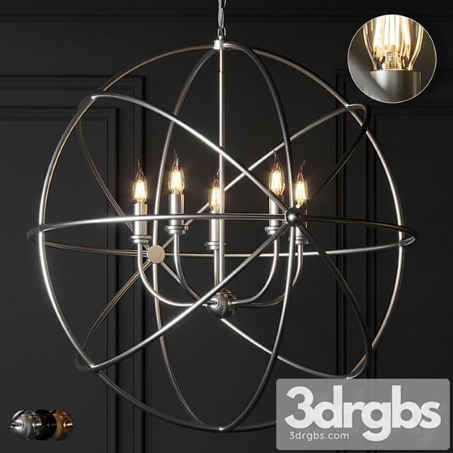 Ballard Design Beau Orb Chandelier Antique Silver Bronze and Champagne 3dsmax Download - thumbnail 1