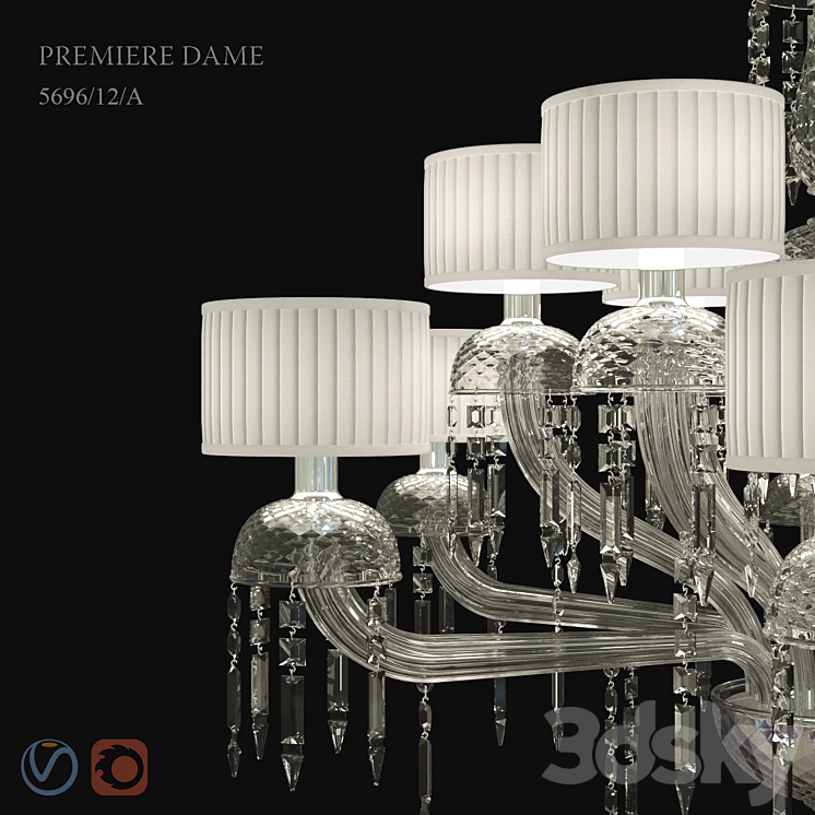 Barovier & Toso Chandelier Premiere Dame 5696\/12 \/ A 3DS Max Model - thumbnail 2