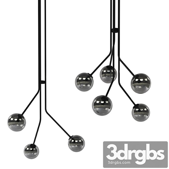 Beacon lucci decor orion 5 and 3 set light pendant in black smoke - thumbnail 1