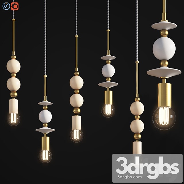 Beaded Pendant Lamp Spheres 3dsmax Download - thumbnail 1