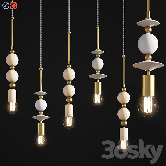 Beaded Pendant Lamp Spheres 3DSMax File - thumbnail 1