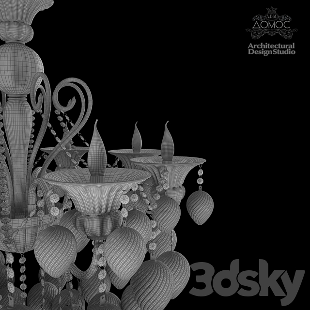 Bella Vetro 8 Light Chianti Chandelier 3DS Max Model - thumbnail 3