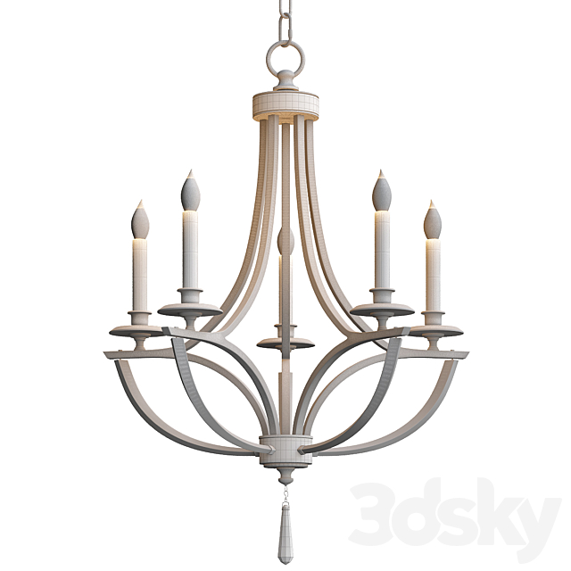 Bent 5-Light Crystal Chandelier 3DS Max Model - thumbnail 3