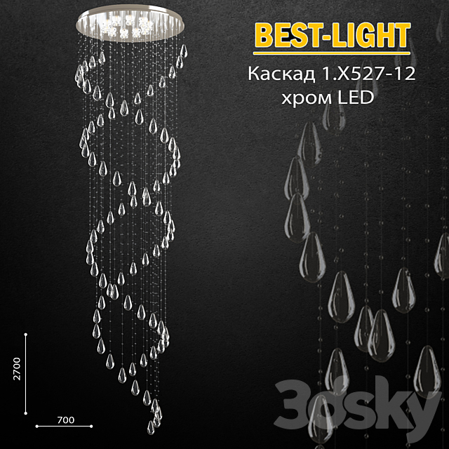 Best-Light Cascade 1.X527-12 chrome LED 3DSMax File - thumbnail 1