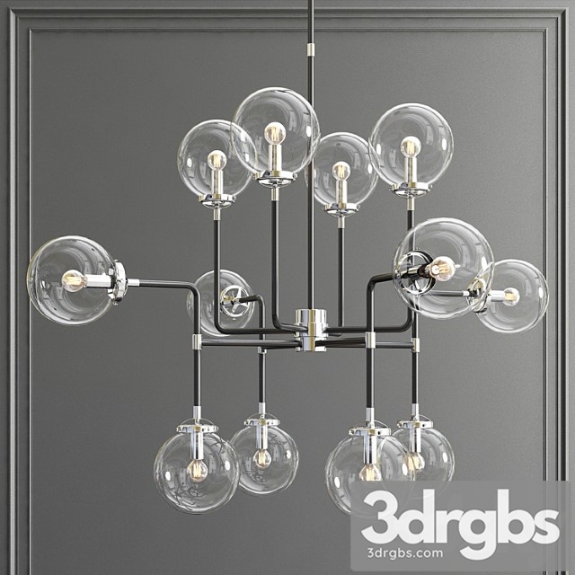 Bistro globe clear glass silver chandelier 12 - thumbnail 1