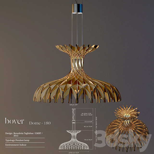 Bover Pendant Dome 180 Chandelier – Design by Benedetta Tagliabue – 3DSMax File - thumbnail 1