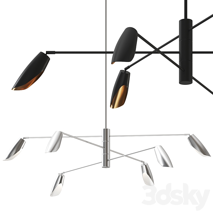 Bowery 3 Tier Led Chandelier by Fredrick Ramond Pendant Lamp 3DS Max Model - thumbnail 2