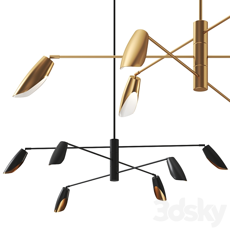 Bowery 3 Tier Led Chandelier by Fredrick Ramond Pendant Lamp 3DS Max Model - thumbnail 3