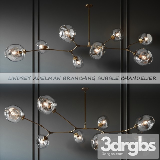 Branching Table Bubble 8 Lamps Gold 3dsmax Download - thumbnail 1