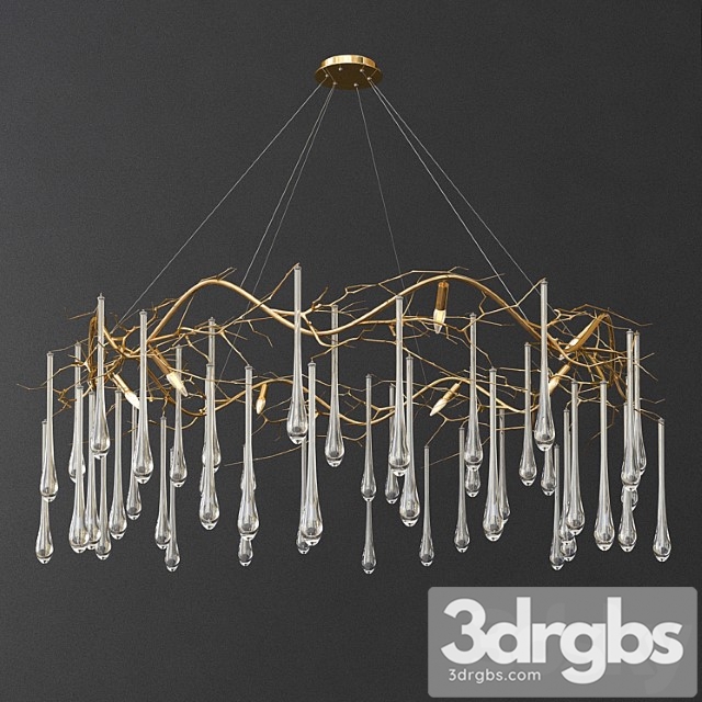 Brass and Glass Teardrop Chandelier 3dsmax Download - thumbnail 1