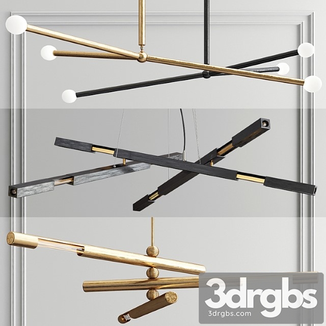 Brass System Chandelier 3 Type 3dsmax Download - thumbnail 1