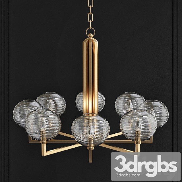 Breton 8 light chandelier – aged brass 3dsmax Download - thumbnail 1