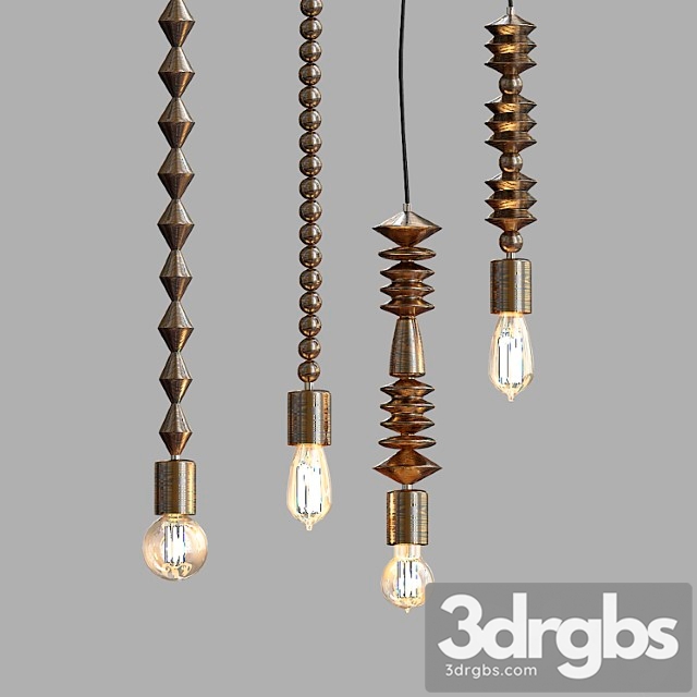 Bright Beads Wooden Lamps by Marz Designs 3dsmax Download - thumbnail 1