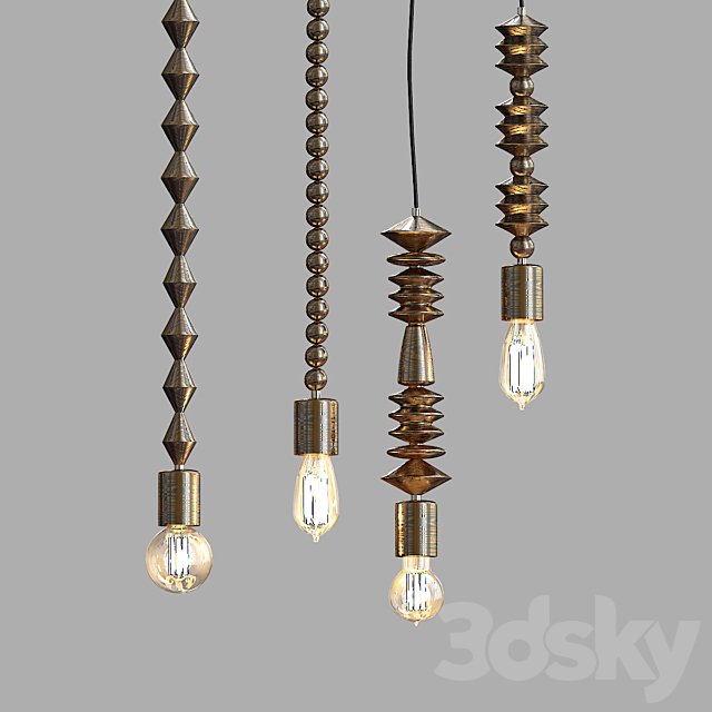 Bright Beads Wooden Lamps by Marz Designs 3DSMax File - thumbnail 1