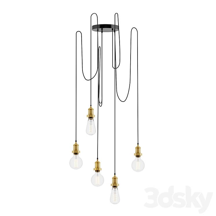 Brooklyn 5 Wire Chandelier by INDUSTVILLE 3DS Max Model - thumbnail 1