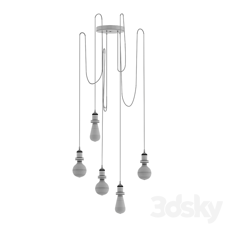 Brooklyn 5 Wire Chandelier by INDUSTVILLE 3DS Max Model - thumbnail 2