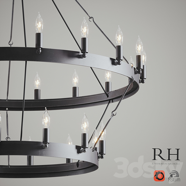 CAMINO VINTAGE CANDELABRA 2-TIER CHANDELIER 3DS Max Model - thumbnail 2