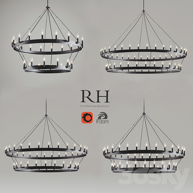 CAMINO VINTAGE CANDELABRA 2-TIER CHANDELIER 3DS Max Model - thumbnail 3