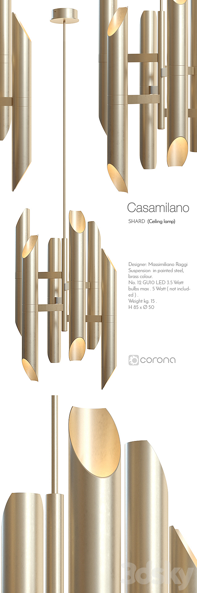 Casamilano shard ceiling lamp 3DSMax File - thumbnail 2