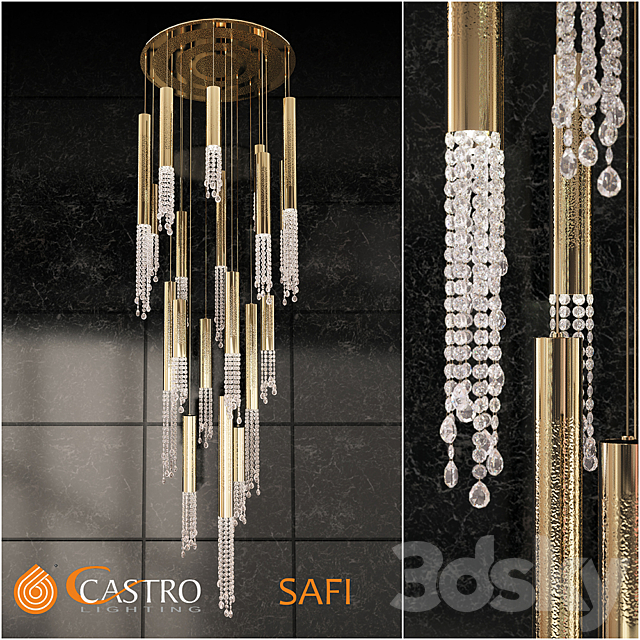 Cascade chandelier Castro lighting SAFI 3DS Max Model - thumbnail 1