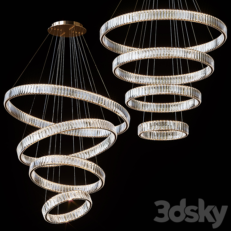 Cascading pendant chandeliers BERTOLDA CAS by lampatron ⌀ 100cm ⌀ 80cm ⌀ 60cm ⌀ 40cm 3DS Max Model - thumbnail 1