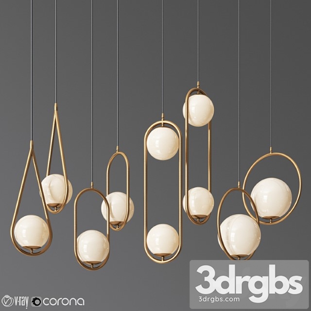 Ceiling light collection 22 – 4 type 3dsmax Download - thumbnail 1