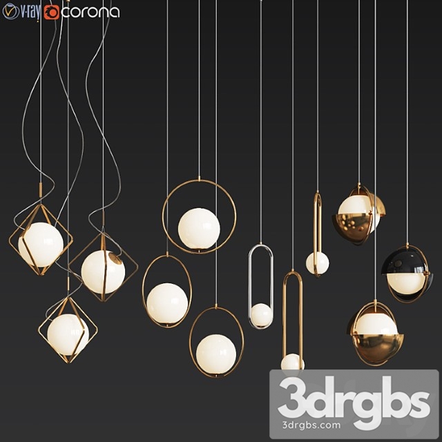 Ceiling light collection – 4 type 3dsmax Download - thumbnail 1