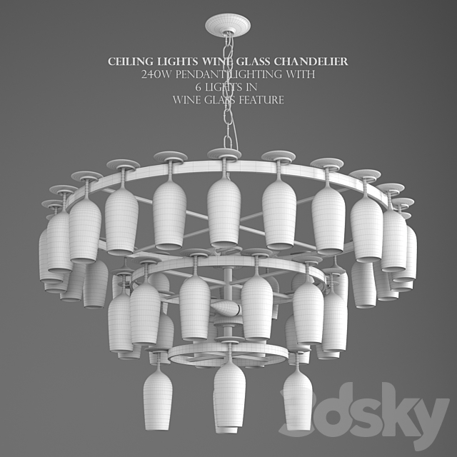 Ceiling Lights Wine Glass Chandelier 240W Pendant Lighting Wine Glass Feature 3DS Max Model - thumbnail 3