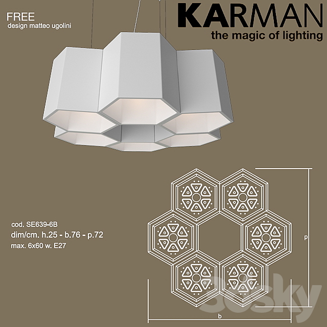 Ceiling suspended Karman FREE 3DS Max Model - thumbnail 2