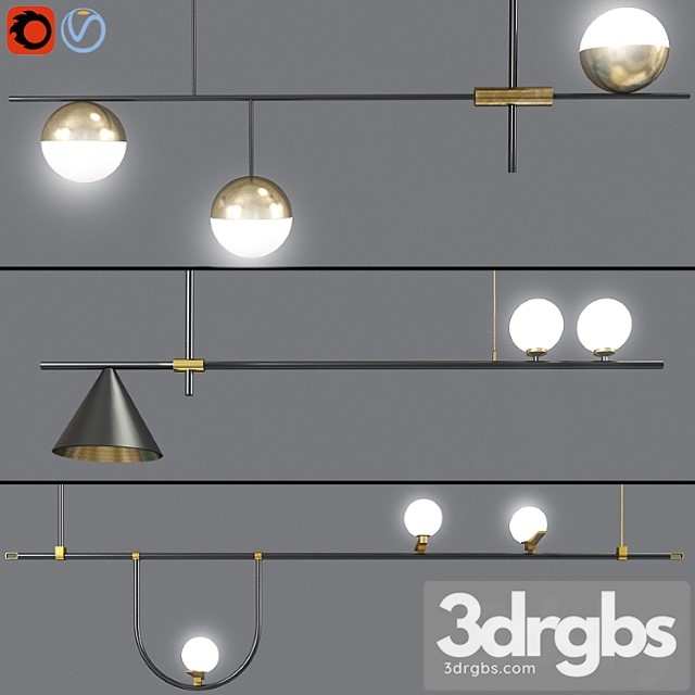 Ceiling suspensions light set 02 3dsmax Download - thumbnail 1