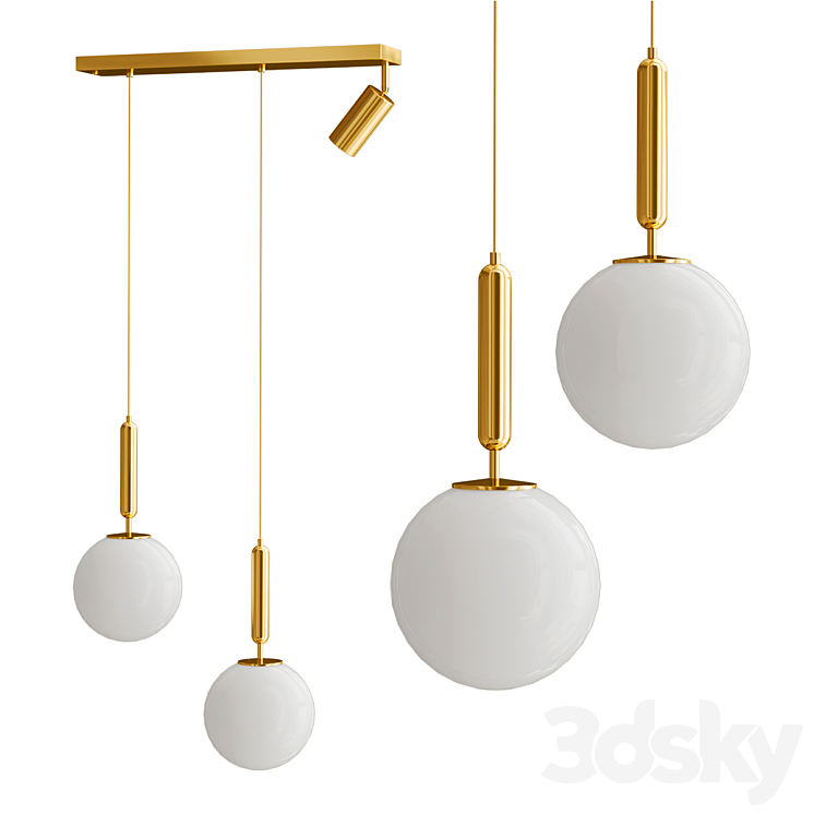 Chandelier 2 ball 3DS Max Model - thumbnail 3