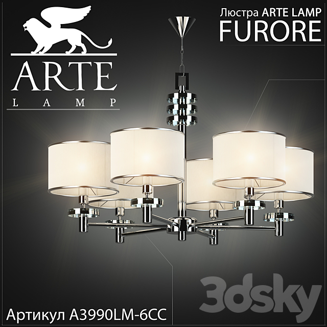 chandelier Arte lamp Furore A3990LM-6CC 3DSMax File - thumbnail 1