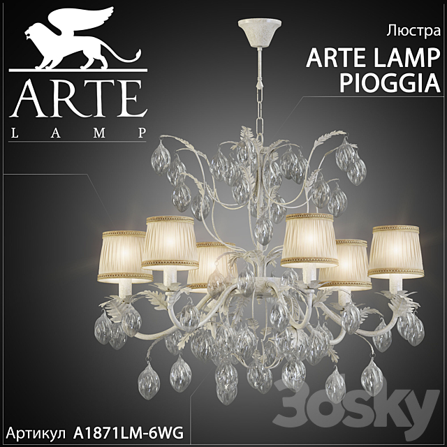 Chandelier Arte lamp Pioggia A1871LM-6WG 3DS Max Model - thumbnail 1