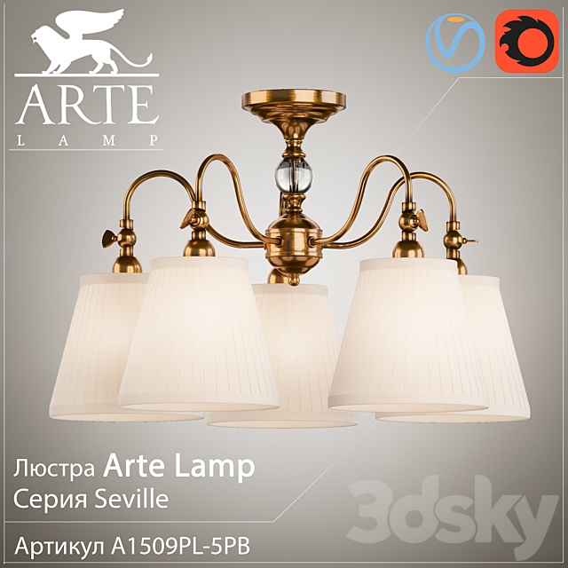 Chandelier Arte Lamp Seville A1509PL-5PB 3DSMax File - thumbnail 1