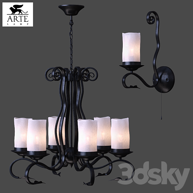 Chandelier ArteLamp Scroll A7915LM-6BK 3DSMax File - thumbnail 1