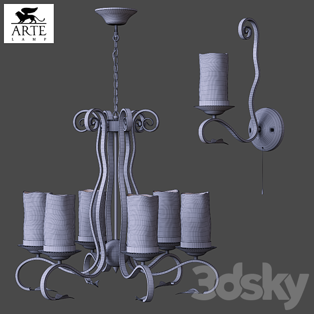 Chandelier ArteLamp Scroll A7915LM-6BK 3DSMax File - thumbnail 3