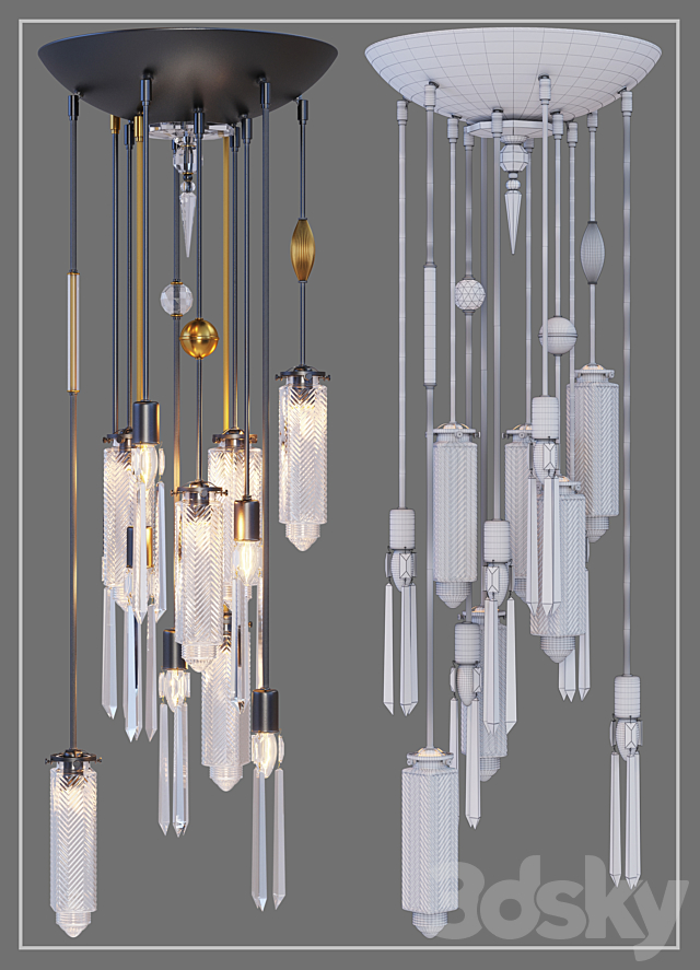 Chandelier AXIS 12 ARM FIXTURE 2015 3DS Max Model - thumbnail 3