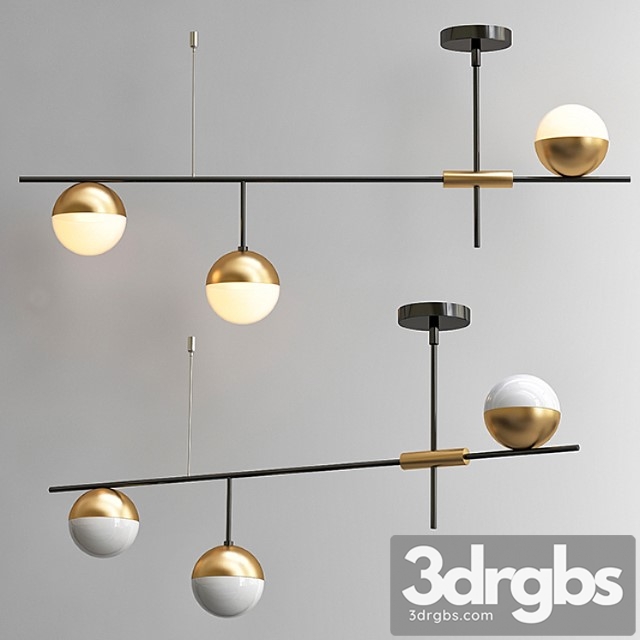 Chandelier balls white & brass 3 3dsmax Download - thumbnail 1