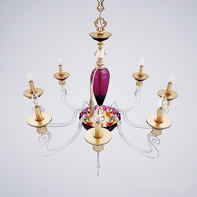 Chandelier BAROCCO L8 Violet – Gold 3DS Max Model - thumbnail 2