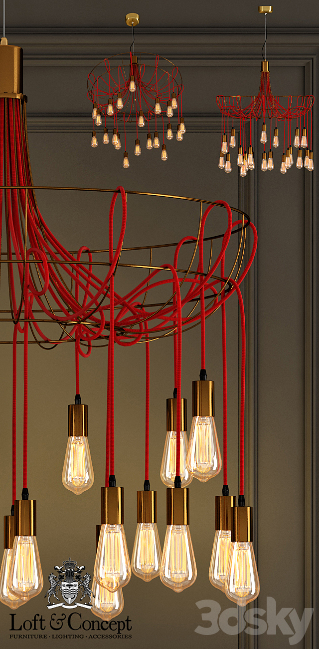 Chandelier Blood Wire Chandelier Red 21 3DS Max Model - thumbnail 2