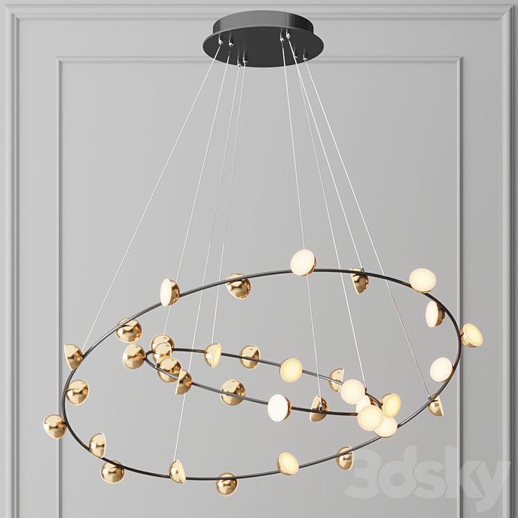 Chandelier Bloom Two Rings 3DS Max - thumbnail 1