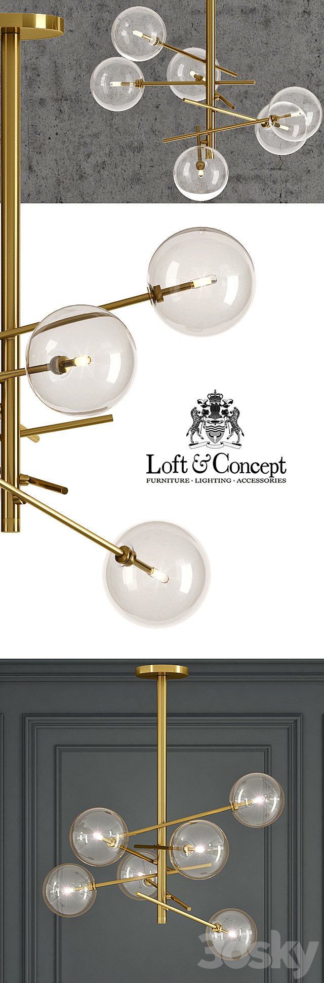 Chandelier Bolle hanging lamp Gallotti & radice 3DSMax File - thumbnail 2