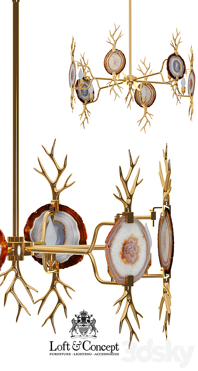 Chandelier Branch Agate Chandelier Brass emporium home 3DS Max Model - thumbnail 2