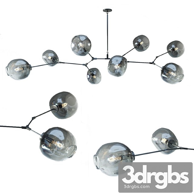 Chandelier branching bubble 8 lamps black 3dsmax Download - thumbnail 1