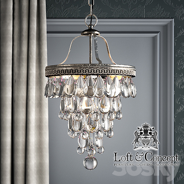 Chandelier Clarissa Glass Drop Pendant 25 3DSMax File - thumbnail 1