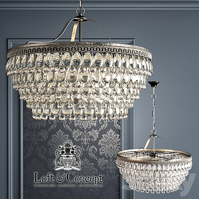 Chandelier Clarissa Glass Drop Petite Round Chandelier 3DSMax File - thumbnail 1