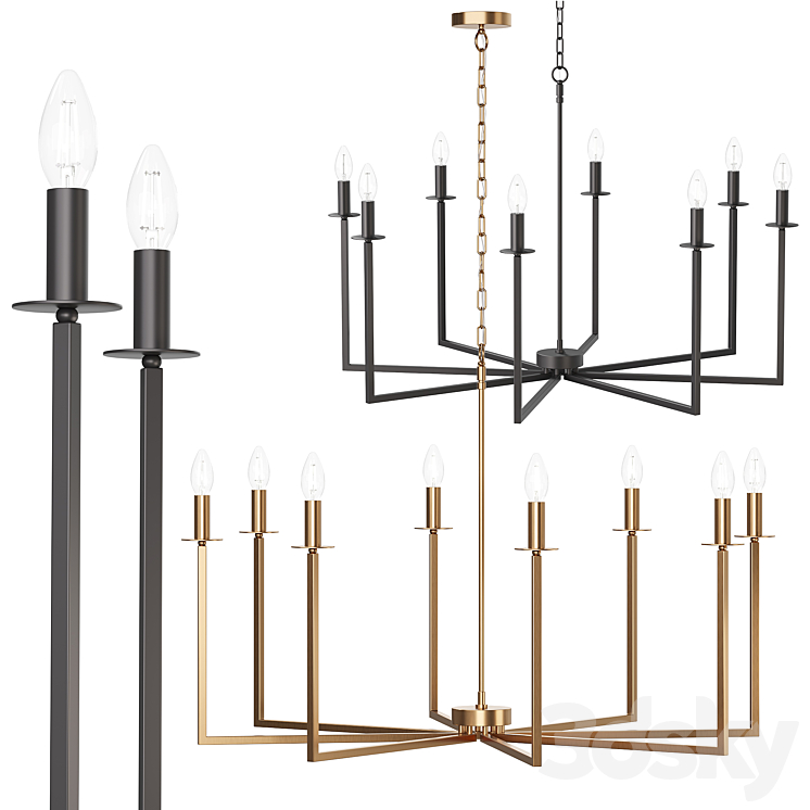 Chandelier Cohen – Brass & Black 3DS Max Model - thumbnail 1