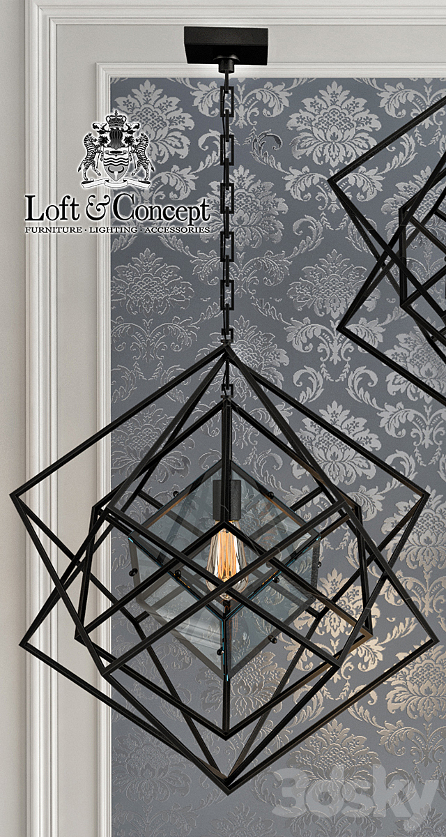 Chandelier Cubist Small Chandelier Black 3DS Max Model - thumbnail 2